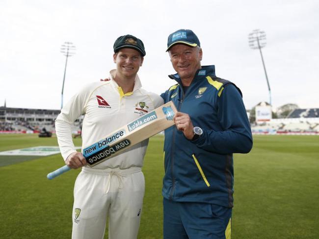 Greatness knows greatness as Steve Waugh congratulates Smith on his latest stunning knock.