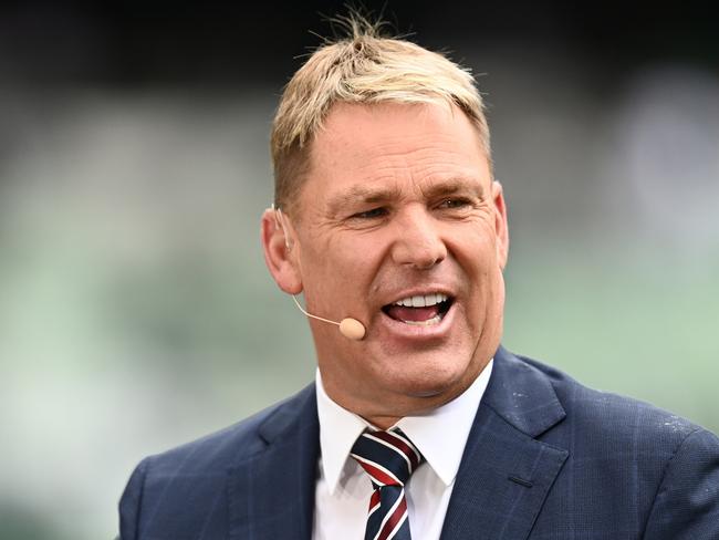 Warne calling The Ashes for Fox Sports. Picture: Getty