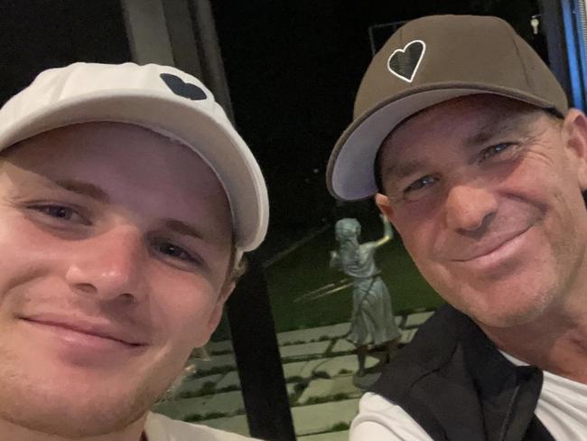 Jackson and Shane Warne. Picture: Supplied