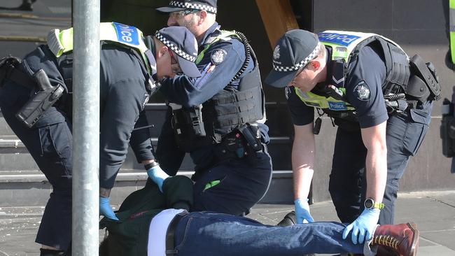 Victoria Police have enacted greater stop and search powers in Melbourne’s CBD. Picture: NCA NewsWire / David Crosling