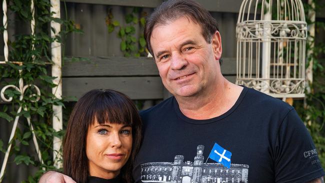 Emma Walters with her husband John Setka yesterday after he pleaded guilty to harassment. Picture: Mark Stewart