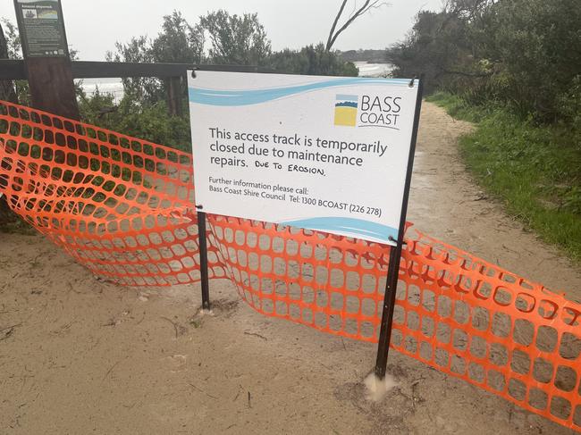 The Surf Beach in Inverloch has been closed due to erosion. Picture: Jack Colantuono