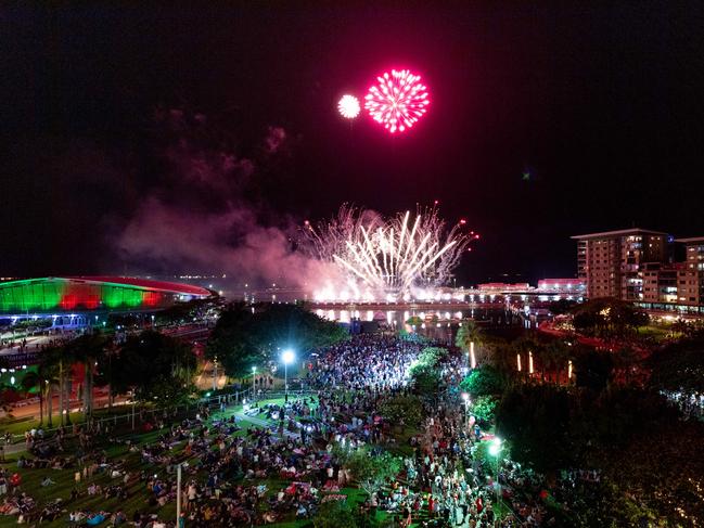 Darwin's Waterfront puts on a firework display to celebrate the end of 2020.Picture: Che Chorley