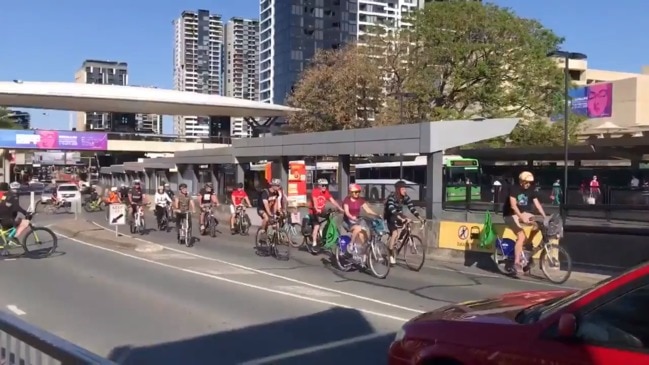 Extinction Rebellion slow ride through Brisbane CBD. Video: Nine News Queensland