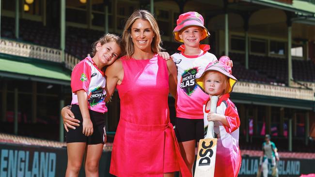 Candice Warner with daughters, Indi, 5, Ivy, 7, and Isla, 2. Pic: Justin Lloyd.