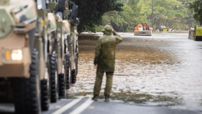 The army aiding NSW SES with flood evacuations in the Northern Rivers last March.