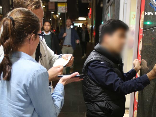 A man is arrested following a police raid on Wednesday. Picture: NSW Police