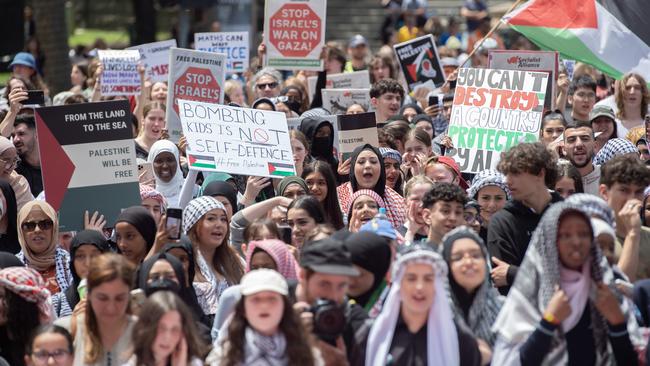 The students took the afternoon off school to march in protest. Picture: Nicki Connolly