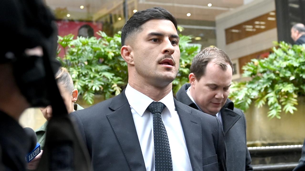 Parramatta NRL player Dylan Brown leaves Downing Centre Court. Picture: NCA NewsWire / Jeremy Piper