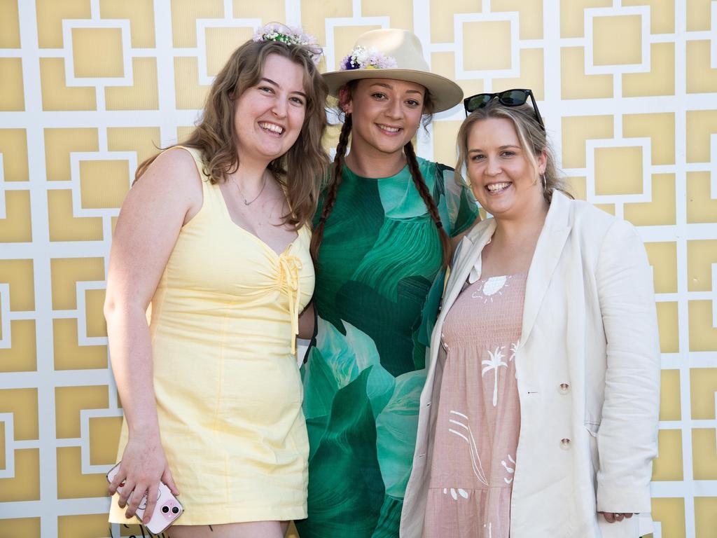 Bailie Erbacher (left) with Sarah Birch and Georgie Erbacher at the Toowoomba Carnival of Flowers Festival of Food and Wine, Sunday, September 15, 2024. Picture: Bev Lacey