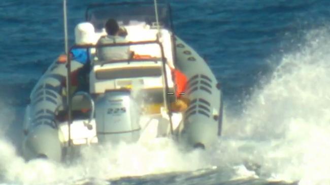 A navy patrol boat's footage of the chase.