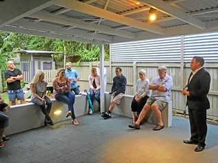 Code Property Group's Matt Glynn conducts bidding at 10 Edna St, Currimundi. Picture: Erle Levey