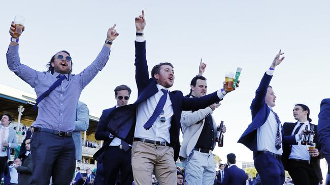 Punters celebrate at The Everest at Royal Randwick. Picture: Sam Ruttyn