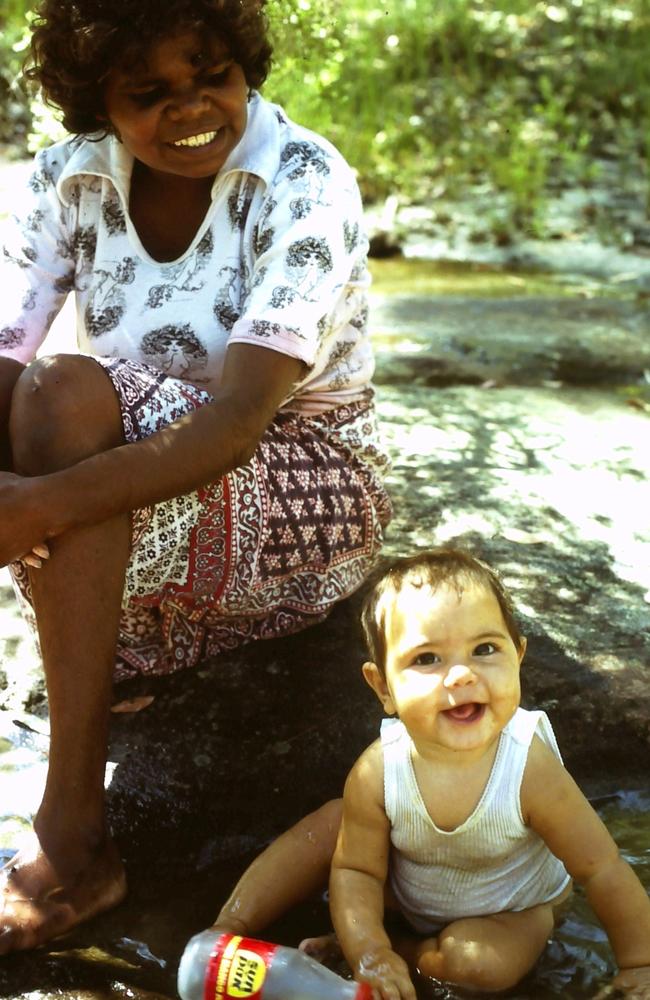 A young Jacinta Price with her mother Bess at Noonkanbah, WA. Picture: Supplied/ Jacinta Nampijinpa Price