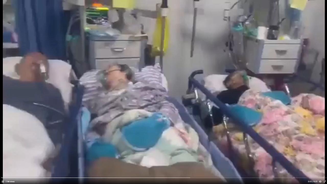 Disturbing video emerged showing a hospital ward and room inundated with Covid-19 patients in China. Picture: Supplied.