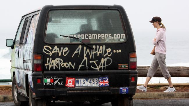 The vans often also have racist slogans.