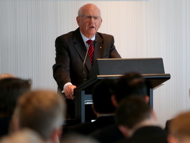 Roger Corbett pictured speaking in Melbourne. Picture: Stuart McEvoy.