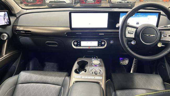 Inside the Genesis GV60 Performance variant with the black interior colour option.