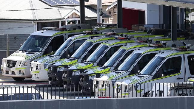 Ambulance ramping at PA Hospital in Woolloongabba, Brisbane. Picture: Liam Kidston