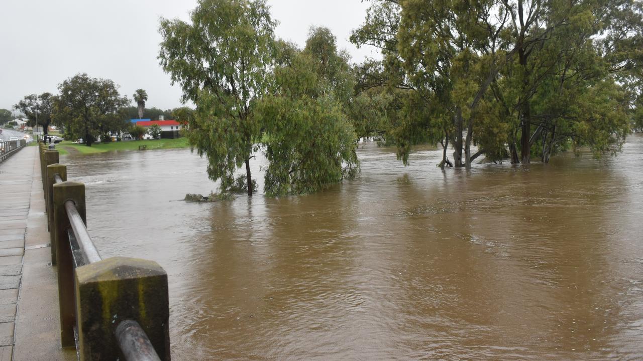 Swollen Condamine River from O.O. Madsen Bridge. Picture Jessica Paul / Warwick Daily News