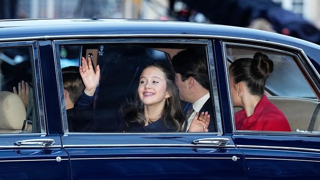 Princess Josephine delighted crowds as she travelled with siblings Prince Vincent, Princess Isabella and Crown Prince Christian. Picture: Getty Images