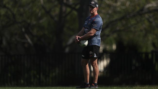 Tigers coach Michael Maguire at training this week Picture: Brett Costello