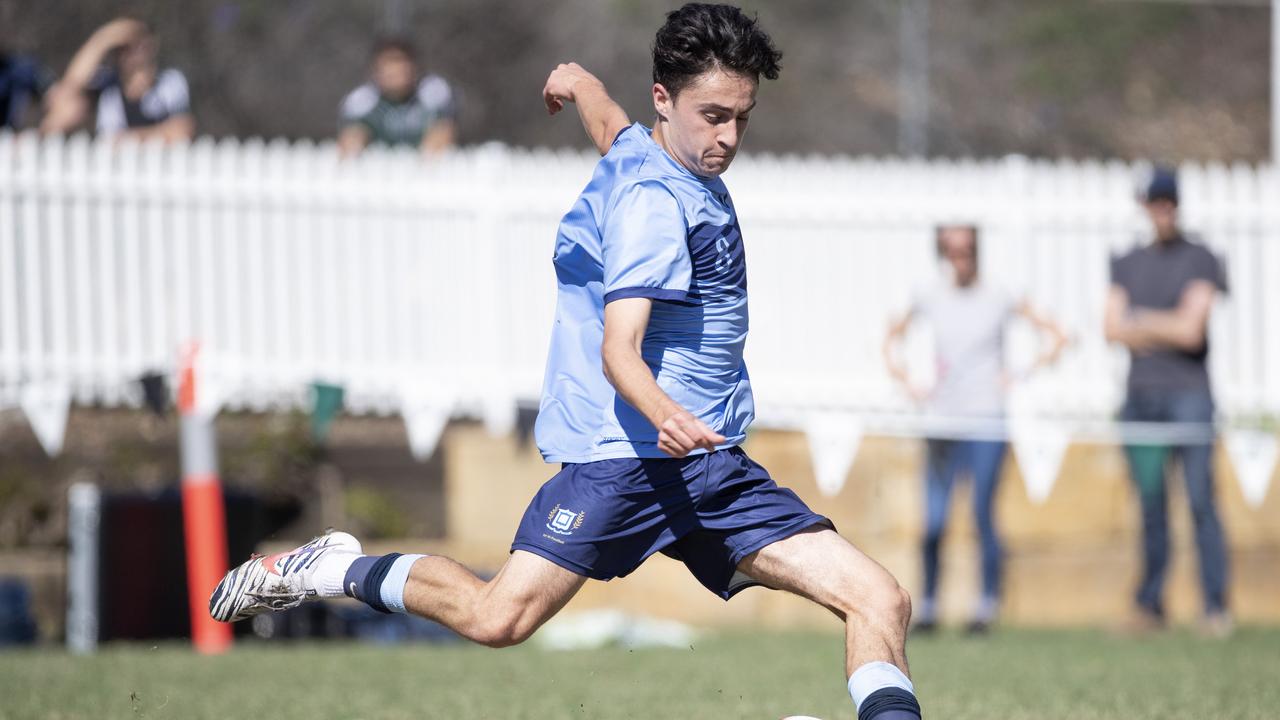 First XI football Brisbane Grammar School vs Brisbane Boys College. BGS #8. August 8, 2020. Picture: Renae Droop