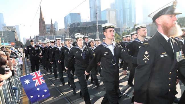 Members of the navy in the march. Picture: David Crosling