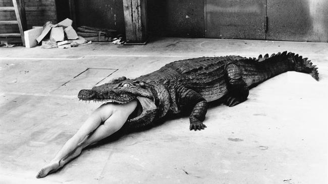 Helmut Newton’s Crocodile Eating Ballerina, 1983. Picture courtesy Helmut Newton Foundation