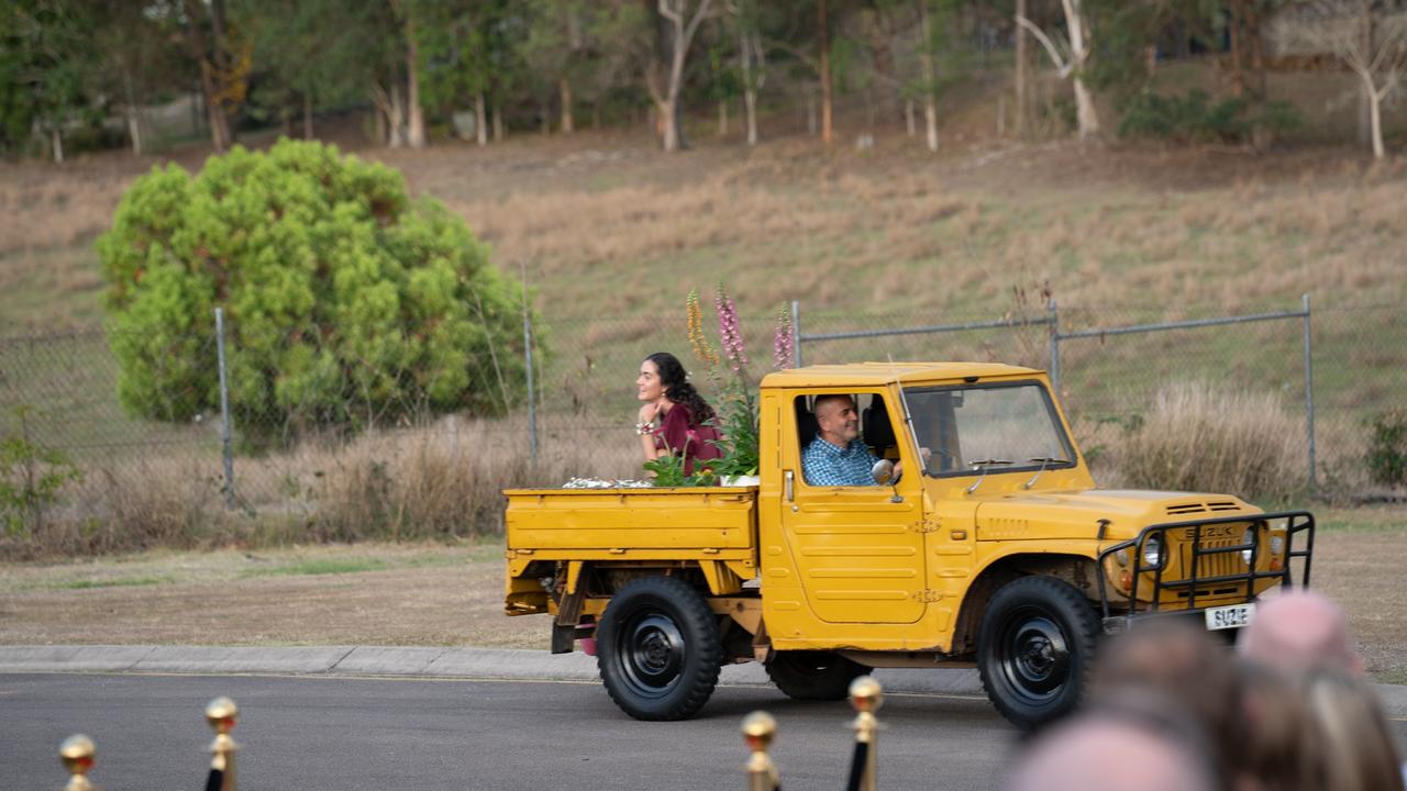 Rachel Davies of Cooloola Christian College graduating class 2023 arrives at the formal. October 5, 2023. Picture: Christine Schindler