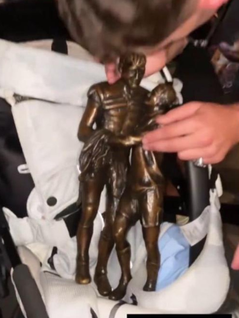 The Provan-Summons Trophy was damaged during the Panthers’ grand final celebrations. Picture: Instagram