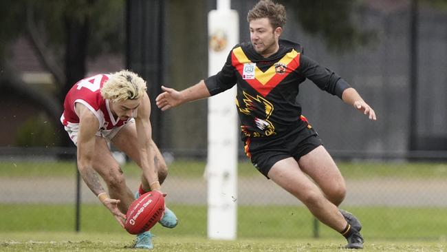 Outer East: Action from the clash between Hallam and Healesville. Picture: Valeriu Campan