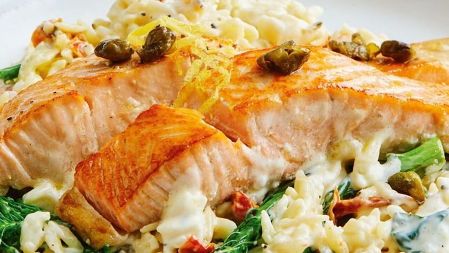 Tuscan salmon and risoni traybake hero