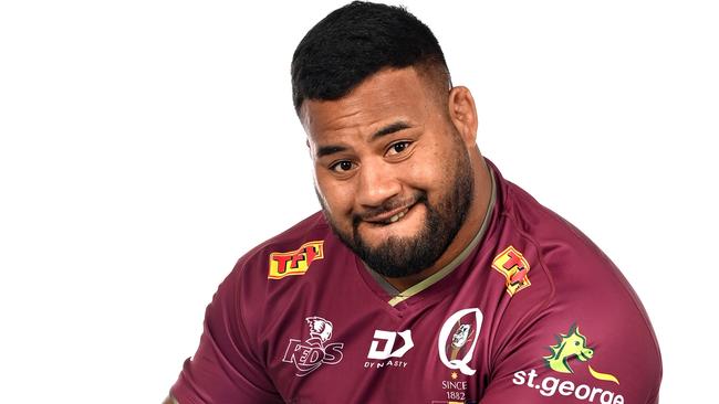 BRISBANE, AUSTRALIA - JANUARY 27: Taniela Tupou poses during the Queensland Reds Super Rugby 2022 headshots session at Suncorp Stadium on January 27, 2022 in Brisbane, Australia. (Photo by Bradley Kanaris/Getty Images for Rugby Australia)