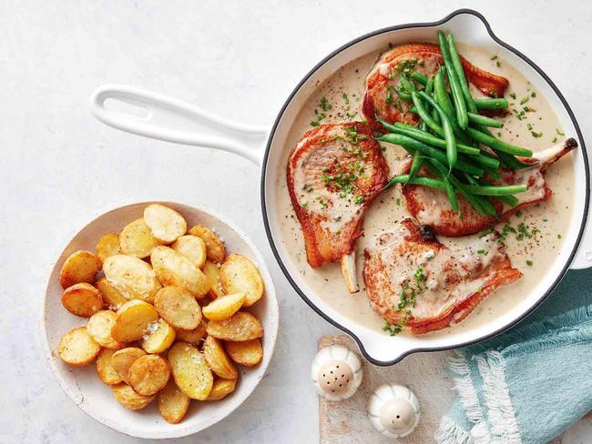 Pork cutlets with mushroom and thyme sauce. Picture: Supplied