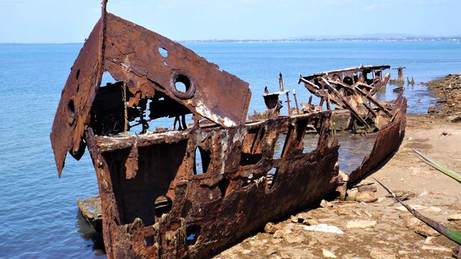 All that remains of the Gayundah at Woody Point. Picture: Barry Tuton