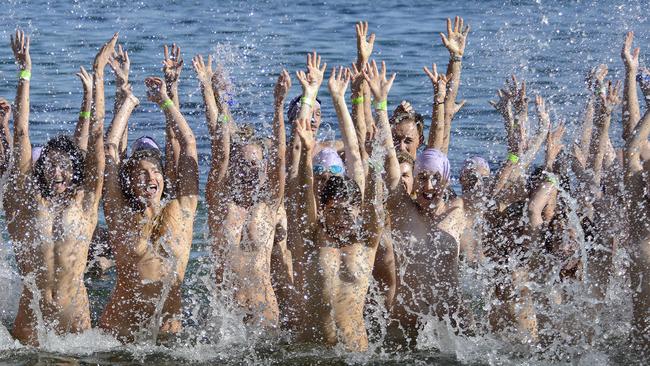 Britains biggest skinny dip? Hundreds brave icy North Sea 