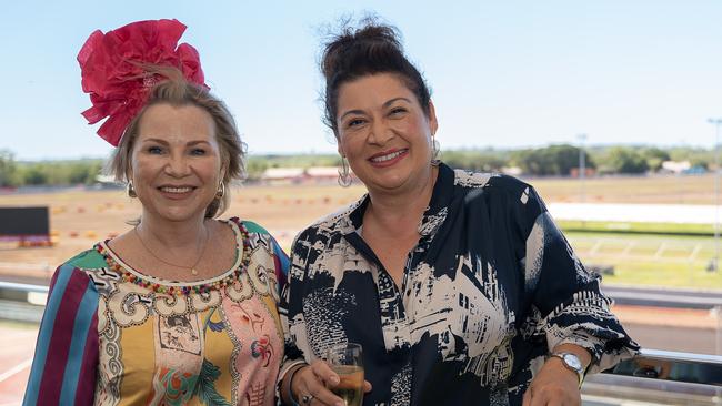 Daneile Davis and Natalie Shervill at the 2023 Darwin Cup Carnival Guineas Day. Picture: Pema Tamang Pakhrin