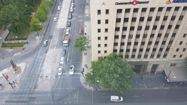 The intersection of North Terrace and King William St.