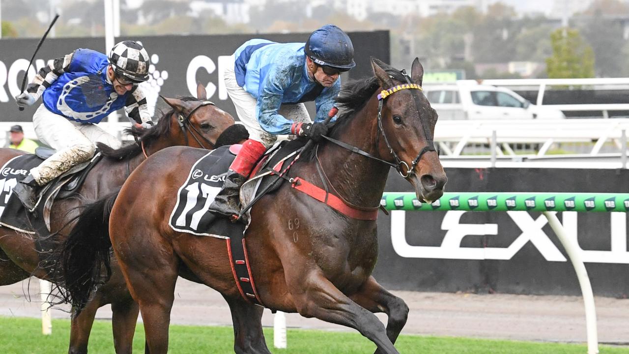 Basilinna wins the Andrew Ramsden to lock in a Melbourne Cup spot. Picture: Brett Holburt/Racing Photos via Getty Images