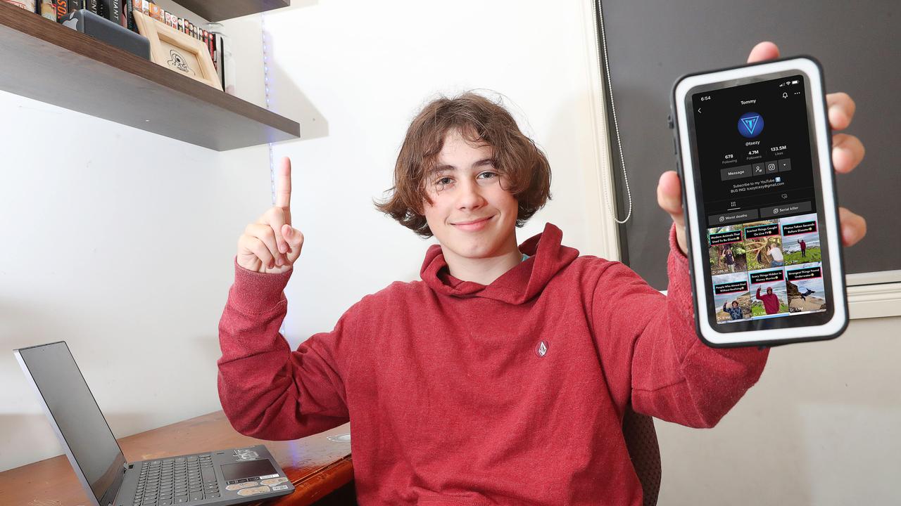 Barwon Heads teenagers Tommy Cockram gained almost 5 million TikTok followers in less than a year. Picture: Alan Barber