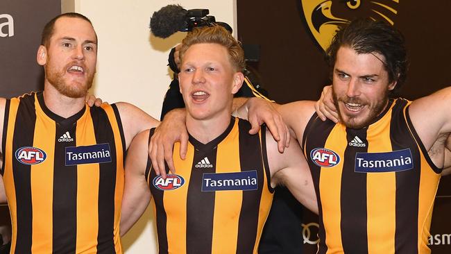Jarryd Roughead, James Sicily and Isaac Smith (Photo by Quinn Rooney/Getty Images)