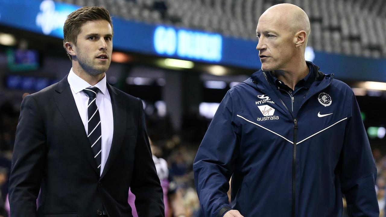 Carlton skipper Marc Murphy and Blues General Manager of Football Andrew McKay. Pic: Michael Klein