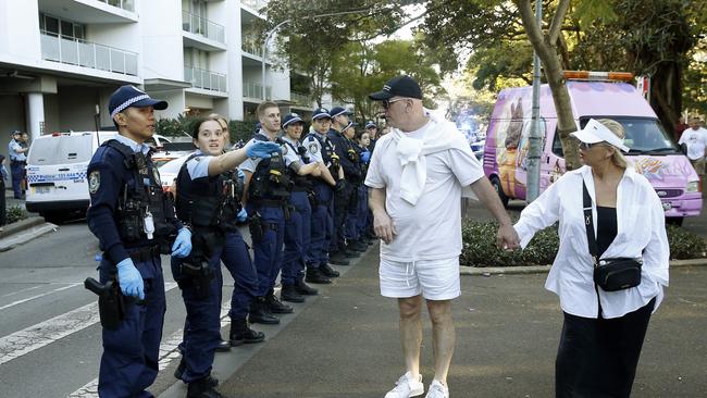 There was a large Police presence throughout the game outside Redfern Oval after an unrelated incident in the street outside the oval. Picture: John Appleyard