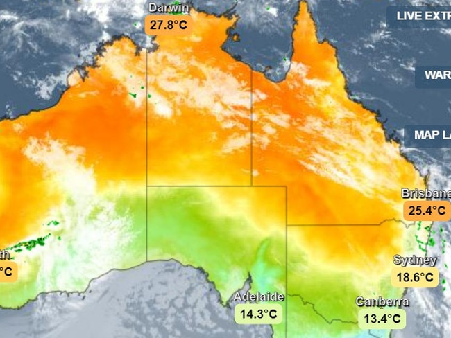 More rain is on the way for the east coast while Western Australia swelters through another very hot day. Picture: Weatherzone