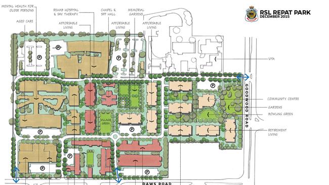 Master plan sketches of the proposed RSL Repat Park complex.