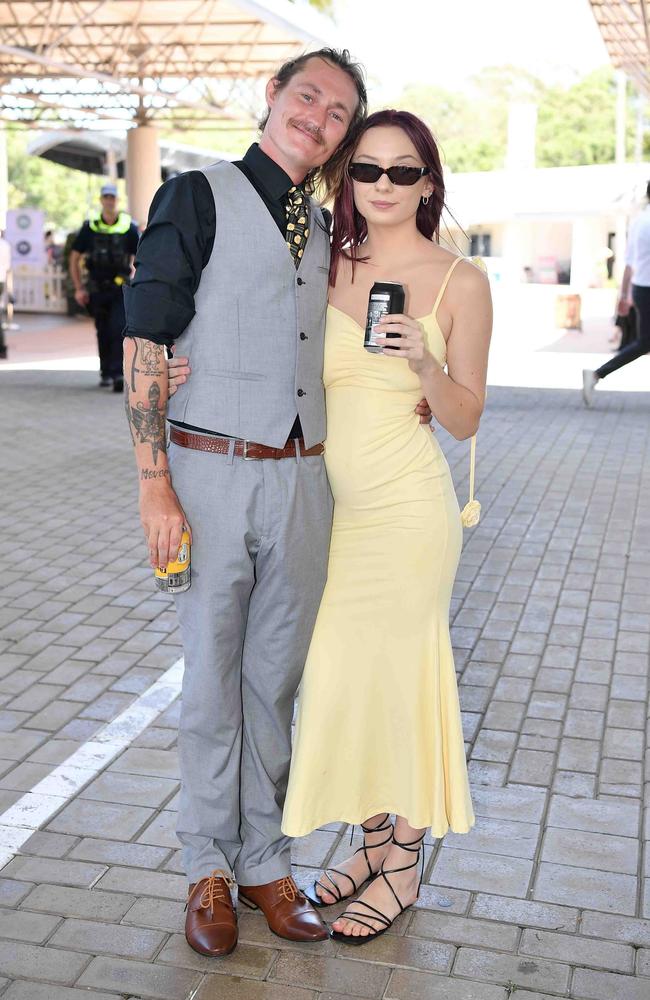 Jon Kohlhagen and Summer Bourke out and about at Corbould Park for the Melbourne Cup Race Day in Caloundra. Picture: Patrick Woods.