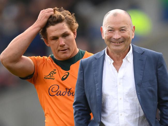 (L-R) Michael Hooper and Eddie Jones are set for a frosty reunion.