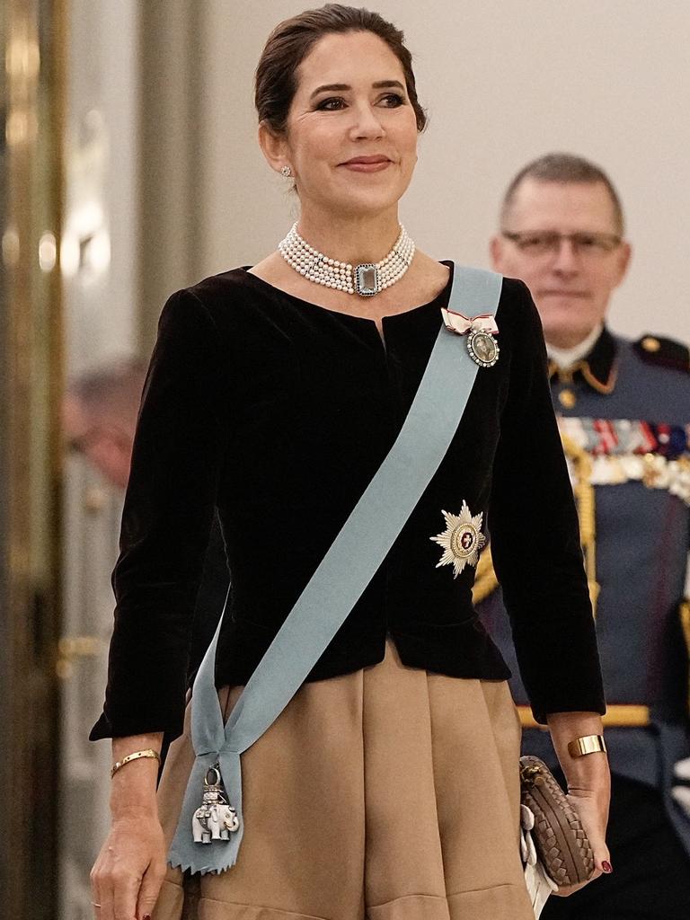 Princess Mary wore a portrait of Queen Margrethe on her sash. Picture: Mads Claus Rasmussen / Ritzau Scanpix / AFP) / Denmark OUT