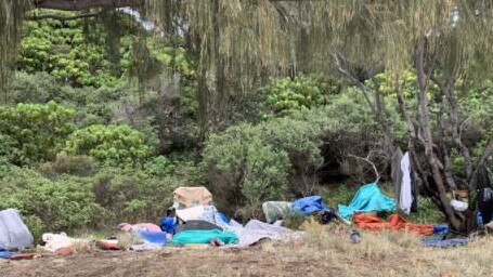 A homeless camp at Burleigh.